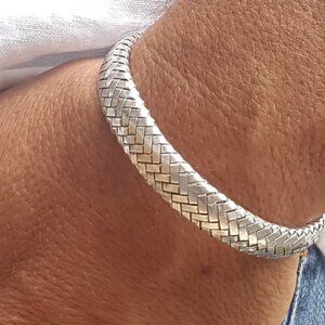 VY BRAIDED SILVER BRACELET - CUFF STYLE